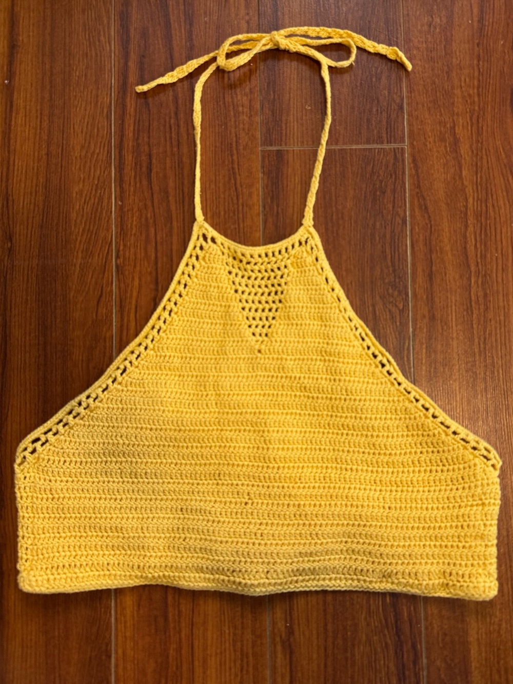 Yellow Garage Halter crochet top size M